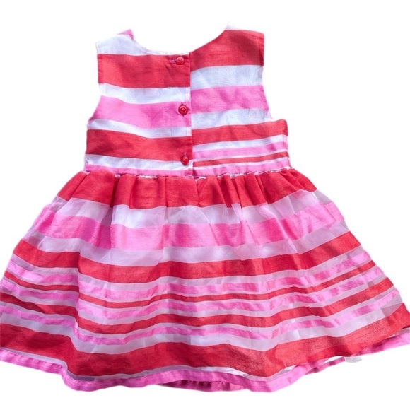 Children’s Place  12-18M Girls Red/Pink Striped Party Dress - Picture 3 of 5